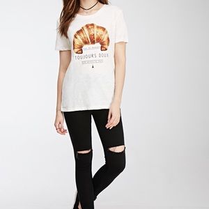 forever 21 paris croissant cute t shirt